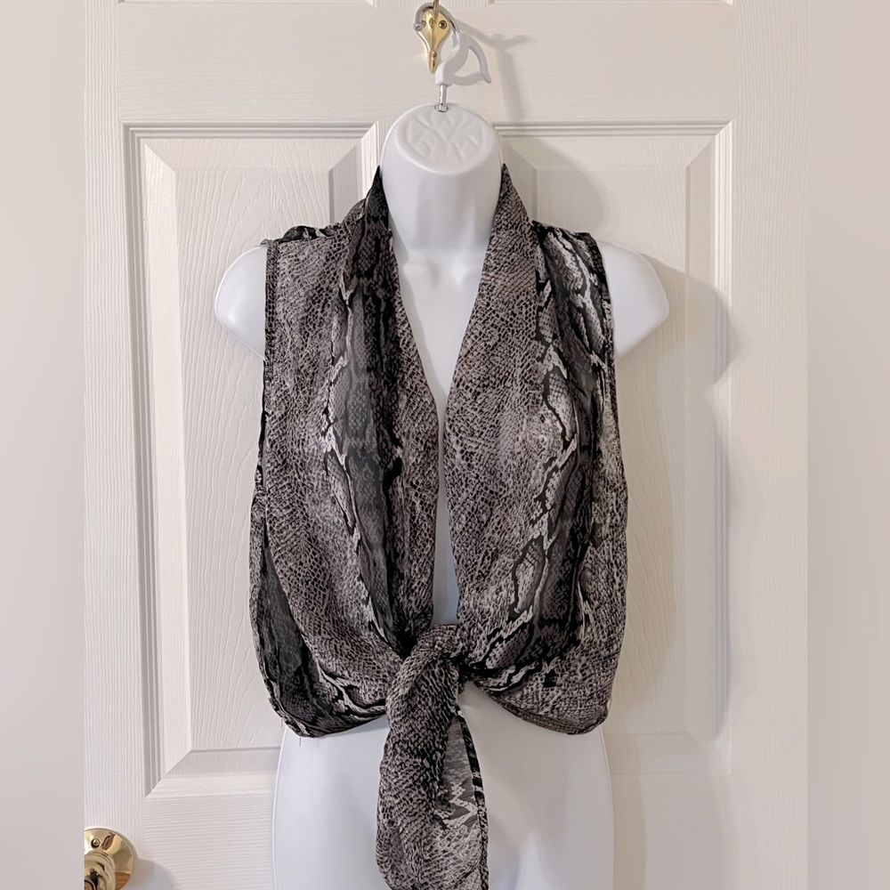 Black/Grey Sheer - Snake Print Cover up/Blouse - Medium